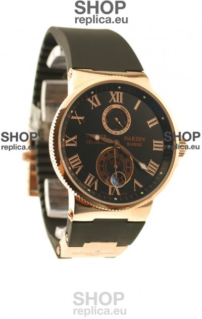 Ulysse Nardin Maxi Marine Chronometer Japanese Replica Rose Gold Watch
