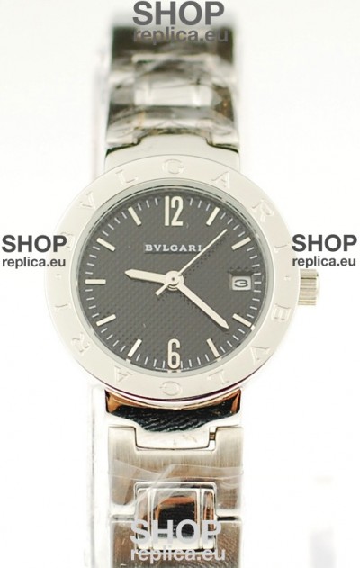 Bvlgari Quartz Japanese Steel Watch in Black Dial