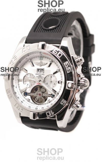 Breitling Chronograph Chronometre Japanese Tourbillon Watch in White Dial