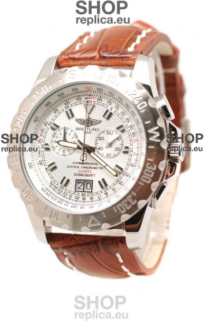 Breitling Chronograph Chronometre Replica Watch in Brown Strap