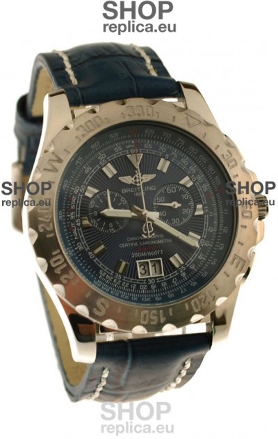 Breitling Chronograph Chronometre Japanese Replica Watch in Blue