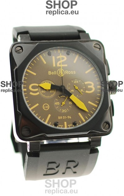 Bell and Ross BR01-94 Edition Japanese PVD Watch in Yellow Markers