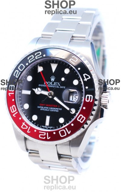 Rolex GMT Masters II 2011 Edition Replica Black and Red Ceramic Bezel Watch