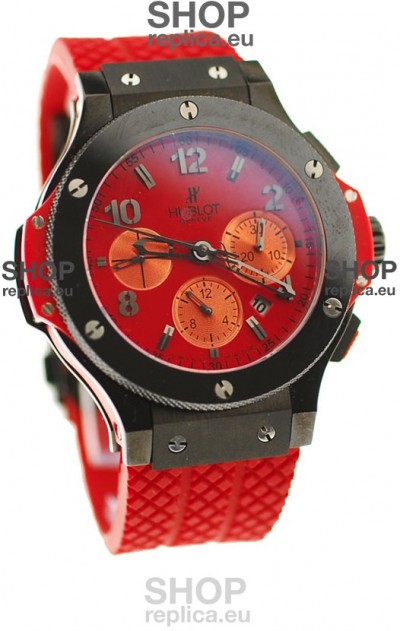 Hublot Big Bang Swiss Watch in Red Dial Ceramic Bezel