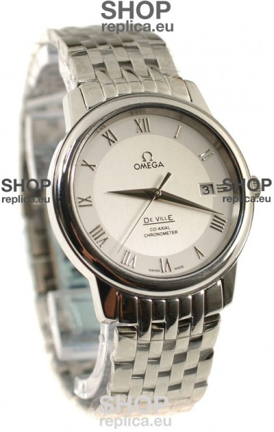 Omega Co-Axial Deville Japanese Steel Watch in White Dial