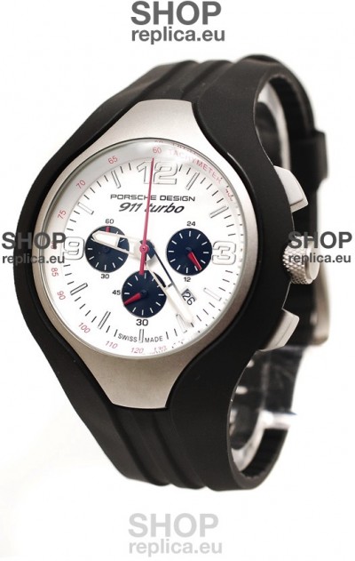 Porsche Design 911 Turbo Speed II Chronograph Japanese Watch in White Dial
