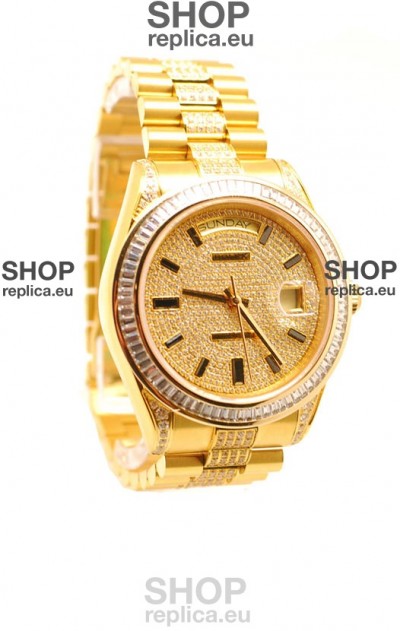 Rolex Day Date Swiss Watch in Yellow gold with Diamonds Dial