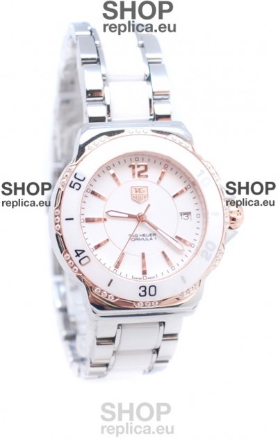 Tag Heuer Formula 1 Japanese Quartz Ladies Watch in Ceramic Bezel with Diamonds