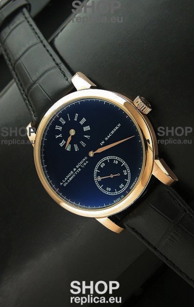 A.Lange & Sohne Cortes de Geneve Decorative Bridges Classic Replica Rose Gold Watch in Black Dial