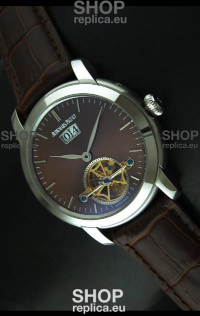 Audemars Piguet Jules Tourbillon Japanese Replica Watch in Brown Dial