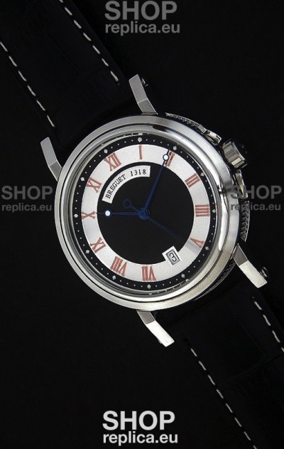 Breguet De La Marine Swiss Replica Steel Watch in Black & White Dial