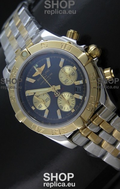 Breitling Chronomat B01 Two Tone Swiss Watch in Black Dial