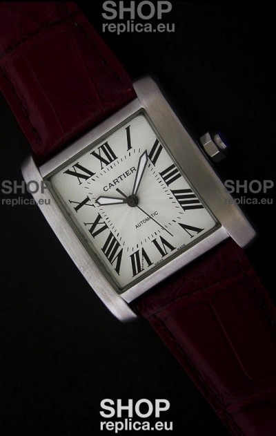 Cartier Tank 100 Japanese Replica Watch in Brown Strap