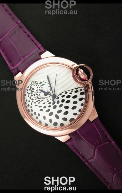Ballon De Cartier Watch with Purple Leather Strap