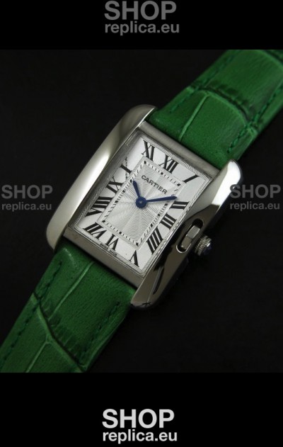 Cartier Louis Japanese Replica Ladies Watch in Green Strap