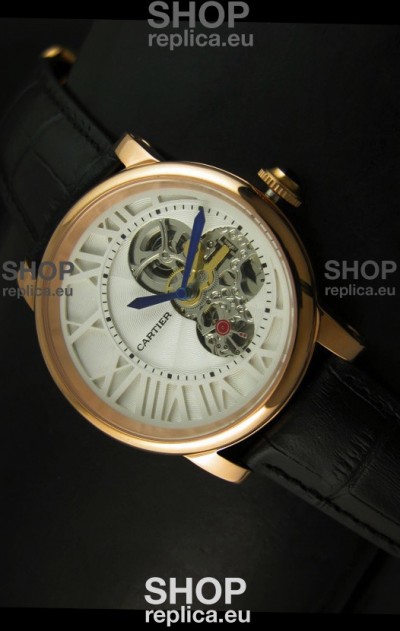 Rotonde De Cartier Cadran Love Japanese Replica Watch - Yellow Gold Case