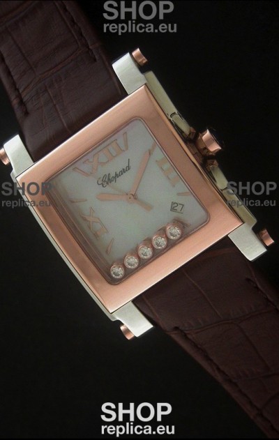 Chopard Happy Sport Swiss Replica Watch in Brown Strap