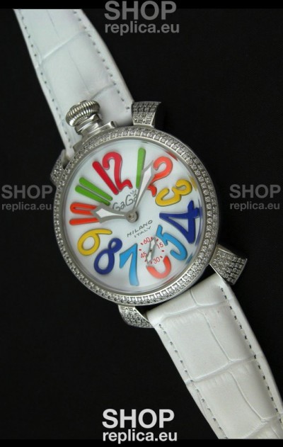 Gaga Milano Italy Manuale Replica Japanese Watch in White Strap