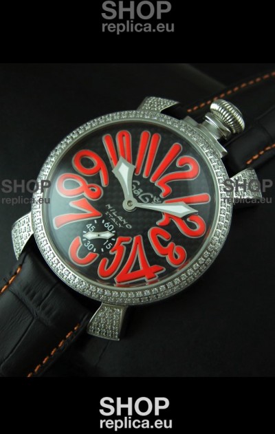 Gaga Milano Italy Manuale Replica Japanese Watch in Orange Markers