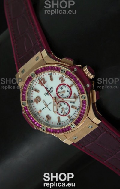 Hublot Big Bang All Black Edition Japanese Quartz Watch in Red Color