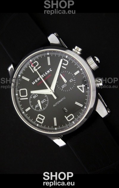 Mont Blanc Meisterstuck Timewalker Swiss Watch in Black Dial