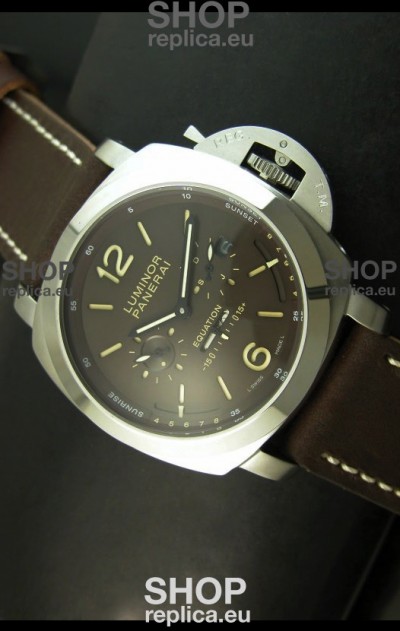 Panerai PAM365 L’Astronomo Luminor 1950 GMT Equation of Time Watch Brown Dial Steel