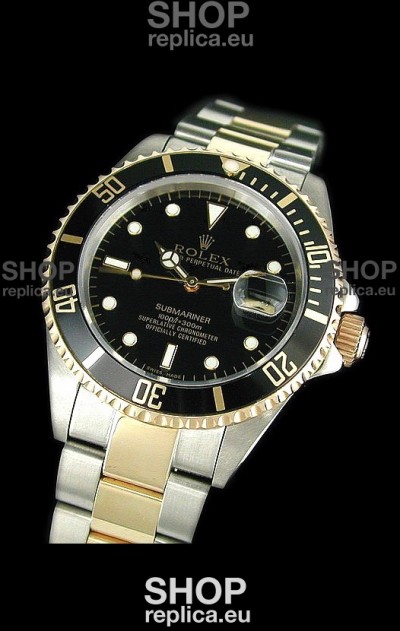 Rolex Submariner Japanese Watch in Black Bezel Two Tone Case