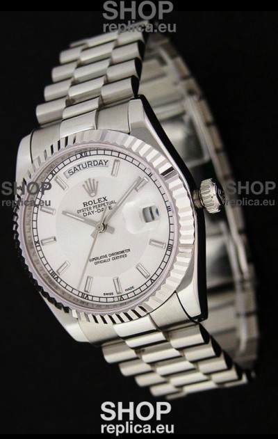 Rolex Day Date Just Japanese Replica Silver White Watch 