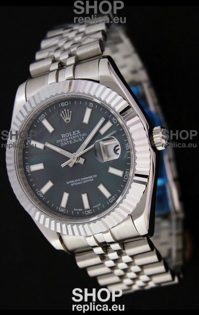 Rolex DateJust Swiss Replica Watch in Black Mother of Pearl Dial