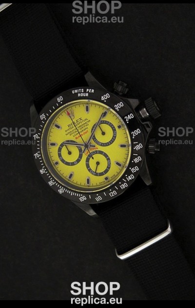 Rolex Daytona Oyster Perpetual Swiss Replica PVD Watch in Yellow Dial