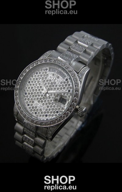 Rolex Day Date Japanese Automatic Replica Watch in Diamonds Dial