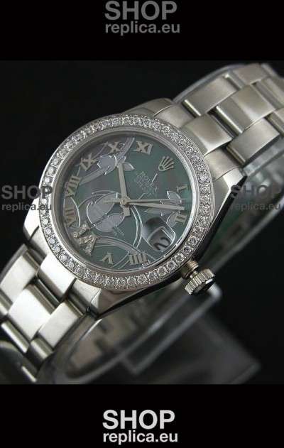 Rolex Oyster Perpetual Date Just Lady Swiss Diamond Watch