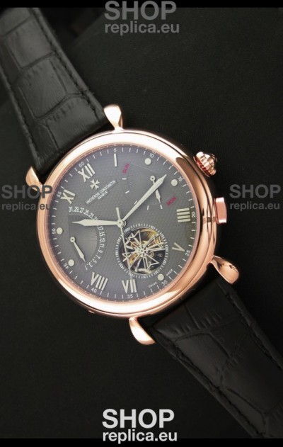 Vacheron Constantin Reserve Tourbillon Japanese Replica Rose Gold Watch in Grey Dial