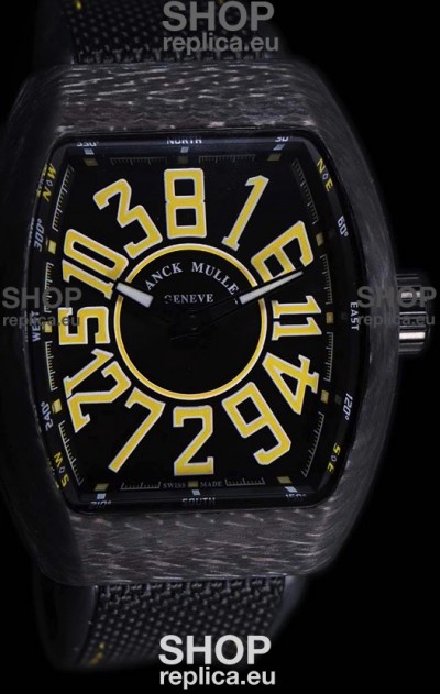 Franck Muller Vanguard Carbon Casing Black Indexes Swiss Watch