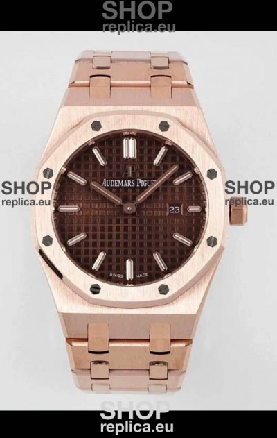 Audemars Piguet Royal Oak 33MM Rose Gold Brown Dial 1:1 Mirror Replica Watch