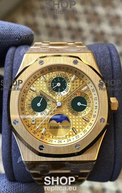 Audemars Piguet Royal Oak Perpetual Calendar Swiss Replica 904L Steel in Yellow Gold Casing