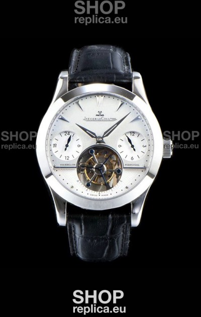 Jaeger LeCoultre Perpetual Tourbillon 904L Steel Case White Dial Swiss Replica Watch 