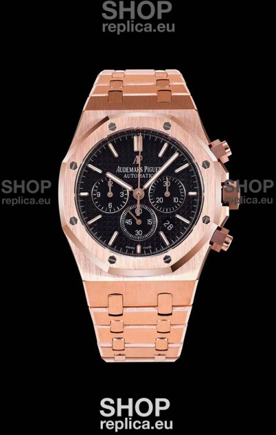 Audemars Piguet Royal Oak Chronograph Pink Gold Case Black Dial - 1:1 Mirror Replica