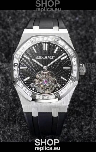 Audemars Piguet Royal Oak Tourbillon 41mm in 904L Casing - Grey Tapisserie Diamonds Bezel 1:1 Ultimate Replica