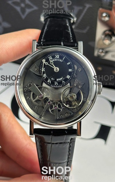 Breguet Tradition 7057BR/R9/9W6 Steel Casing Single Tourbillon Swiss Replica Black Strap Watch