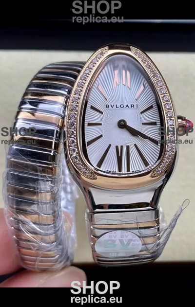 Bvlgari Serpenti Edition Two Tone Casing White Dial Watch in 1:1 Mirror Quality