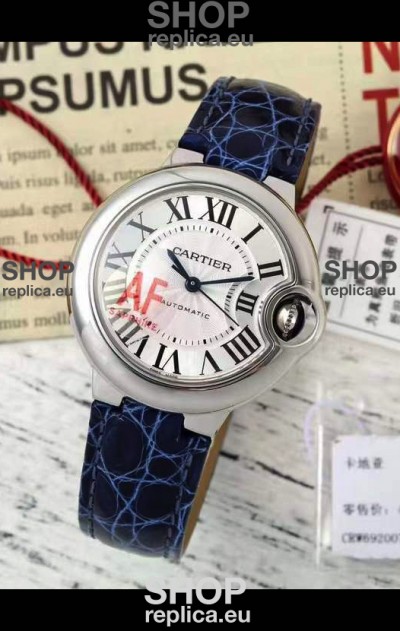 Ballon De Cartier Swiss Automatic 1:1 Mirror Quality Blue Strap 33MM in Steel Casing