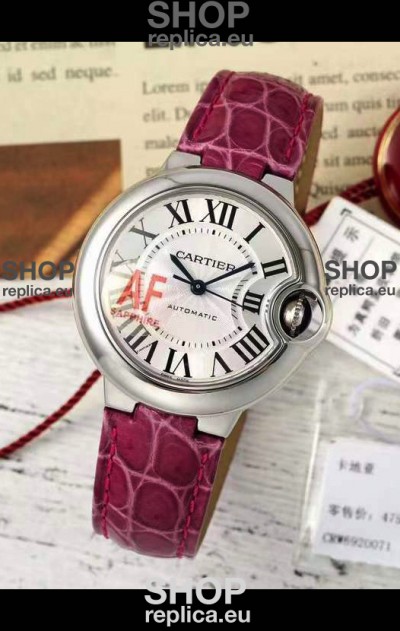 Ballon De Cartier Swiss Automatic 1:1 Mirror Quality Pink Strap 33MM in Steel Casing