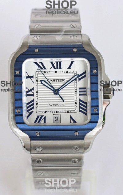 Santos De Cartier 1:1 Blue DLC Bezel Swiss Replica Watch 40MM