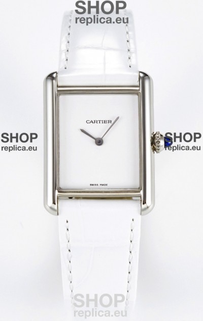 Tank Must Cartier Super Clone Edition 29MM Watch in Steel Casing White Dial 