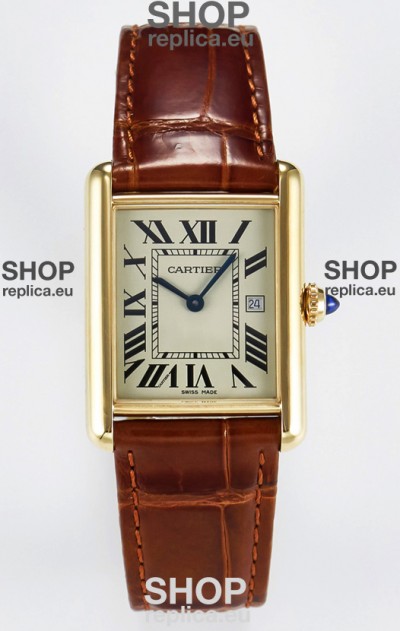 Tank Must Cartier Super Clone Edition 33.7 Watch in Yellow Gold Casing 