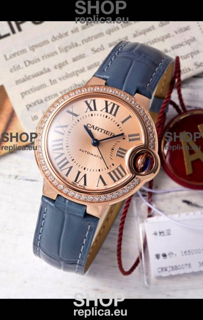 Ballon De Cartier Swiss Automatic Gold Dial Mirror Quality 33MM in Rose Gold Plating