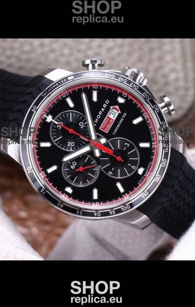 Chopard Classic Racing Chronograph 1:1 Mirror Replica Watch in Steel Casing - Black Dial 