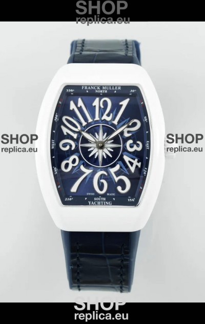 Franck Muller Vanguard Yachting V32 Ceramic Casing Blue Dial/Strap Swiss Replica Watch 