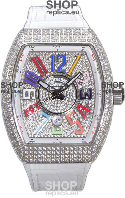 Franck Muller Vanguard V45 Diamonds Dial/Casing - Color Dreams Markers Swiss Watch 